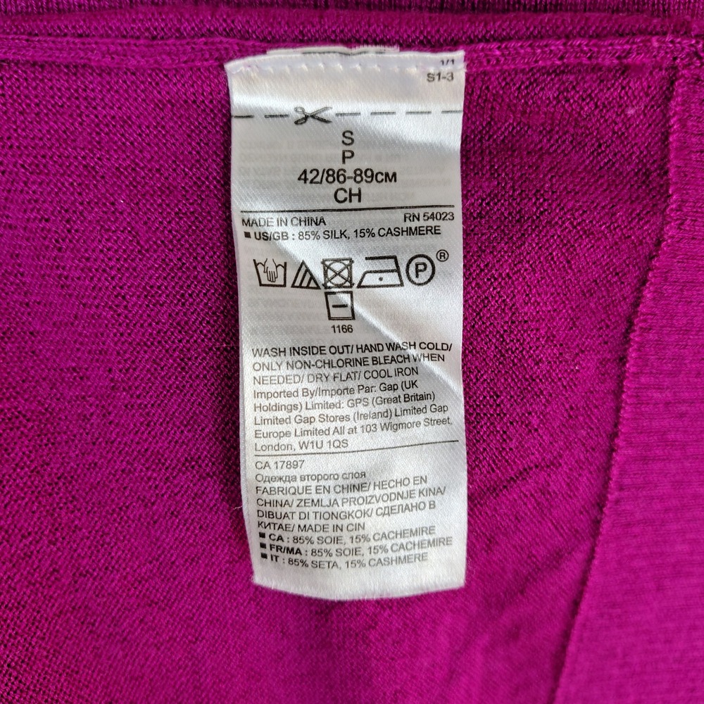 Banana Republic Silk Cashmere V-Neck Sweater Magenta Purple Womens Small P S1-3 - Picture 6 of 6